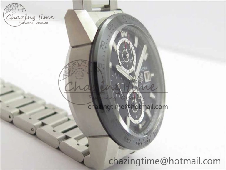 Calibre Heuer 01 Chrono SS XF 1:1 Best Edition Black Dial on SS Bracelet Strap A Refined 9669