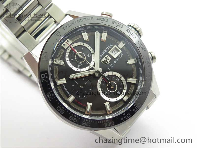 Calibre Heuer 01 Chrono SS XF 1:1 Best Edition Black Dial on SS Bracelet Strap A Refined 9669