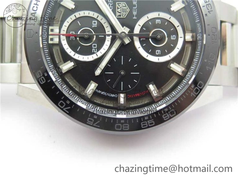 Calibre Heuer 01 Chrono SS XF 1:1 Best Edition Black Dial on SS Bracelet Strap A Refined 9669