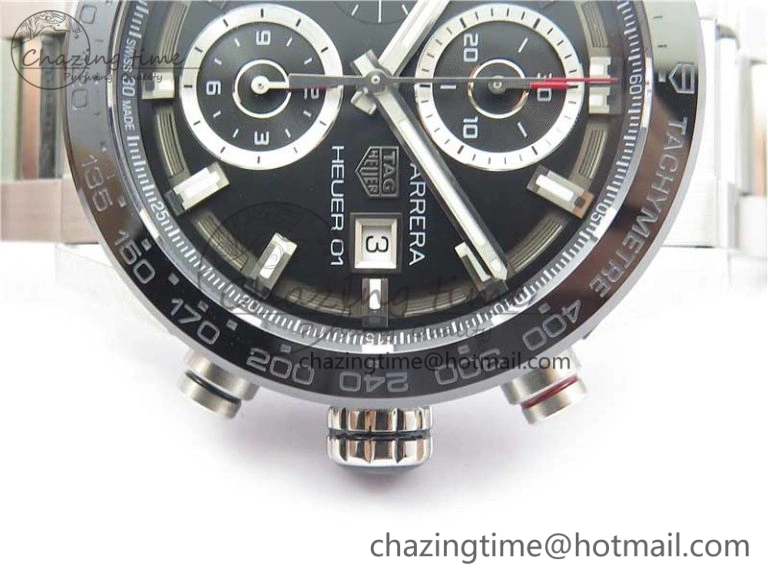 Calibre Heuer 01 Chrono SS XF 1:1 Best Edition Black Dial on SS Bracelet Strap A Refined 9669
