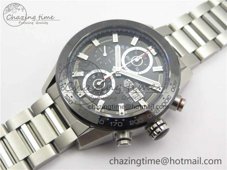Calibre Heuer 01 Chrono SS XF 1:1 Best Edition Black Dial on SS Bracelet Strap A Refined 9669