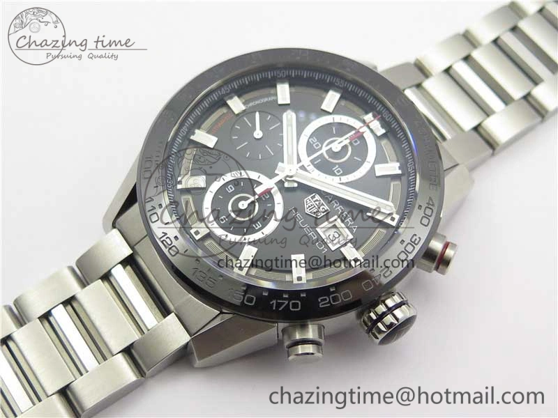 Calibre Heuer 01 Chrono SS XF 1:1 Best Edition Black Dial on SS Bracelet Strap A Refined 9669