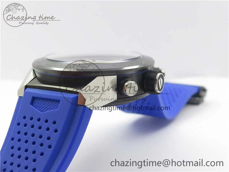 Flexible Calibre Heuer 01 Chrono SS PVD XF 1:1 Best Edition Skeleton Dial Blue Hand on Blue Rubber Strap A 9670