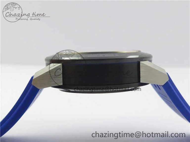 Flexible Calibre Heuer 01 Chrono SS PVD XF 1:1 Best Edition Skeleton Dial Blue Hand on Blue Rubber Strap A 9670