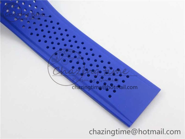 Flexible Calibre Heuer 01 Chrono SS PVD XF 1:1 Best Edition Skeleton Dial Blue Hand on Blue Rubber Strap A 9670
