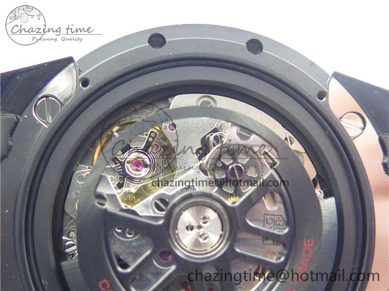 Flexible Calibre Heuer 01 Chrono SS PVD XF 1:1 Best Edition Skeleton Dial Blue Hand on Blue Rubber Strap A 9670