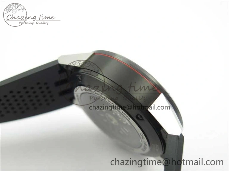 Calibre Heuer 01 Chrono SS PVD XF 1:1 Best Edition Skeleton Dial Red Hand on Black Rubber Strap A GoAnywhere 9667
