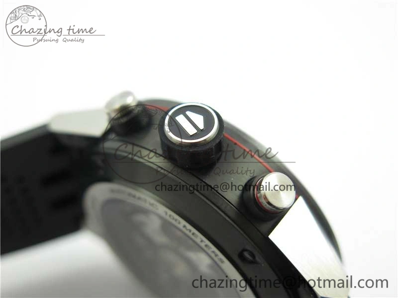 Calibre Heuer 01 Chrono SS PVD XF 1:1 Best Edition Skeleton Dial Red Hand on Black Rubber Strap A GoAnywhere 9667