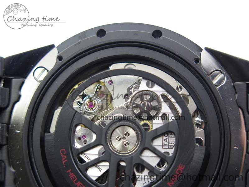 Calibre Heuer 01 Chrono SS PVD XF 1:1 Best Edition Skeleton Dial Red Hand on Black Rubber Strap A GoAnywhere 9667