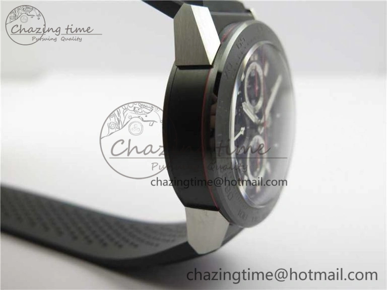 Calibre Heuer 01 Chrono SS PVD XF 1:1 Best Edition Skeleton Dial Red Hand on Black Rubber Strap A GoAnywhere 9667