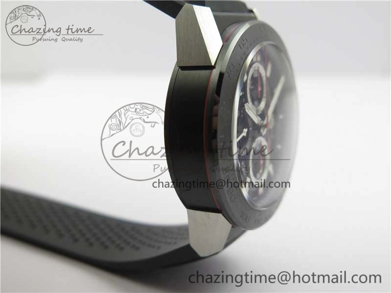 Calibre Heuer 01 Chrono SS PVD XF 1:1 Best Edition Skeleton Dial Red Hand on Black Rubber Strap A GoAnywhere 9667