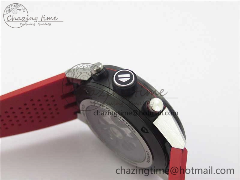 Calibre Heuer 01 Chrono SS PVD XF 1:1 Best Edition Skeleton Dial Red Hand on Red Rubber Strap A WeatherProof 9668