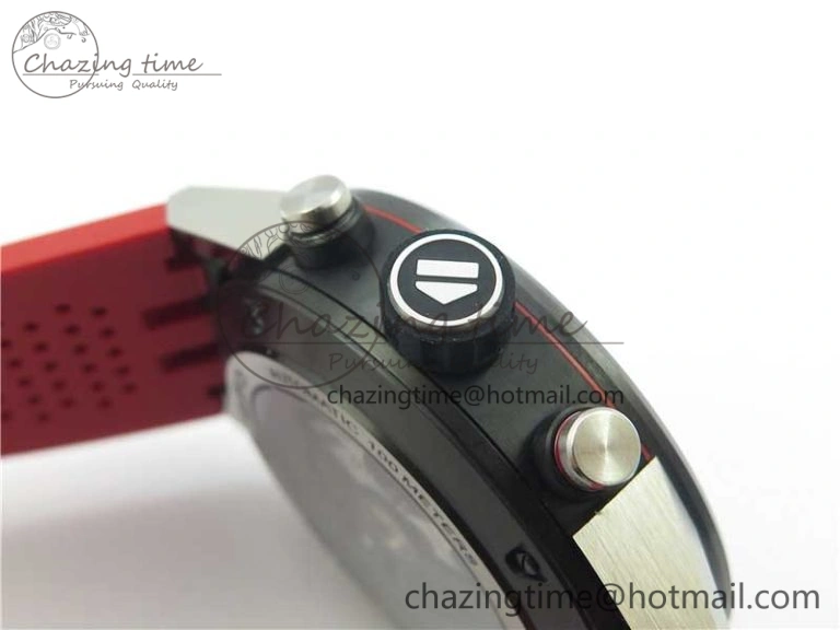Calibre Heuer 01 Chrono SS PVD XF 1:1 Best Edition Skeleton Dial Red Hand on Red Rubber Strap A WeatherProof 9668