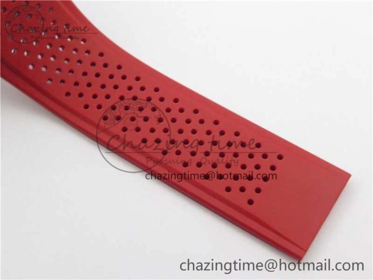Calibre Heuer 01 Chrono SS PVD XF 1:1 Best Edition Skeleton Dial Red Hand on Red Rubber Strap A WeatherProof 9668