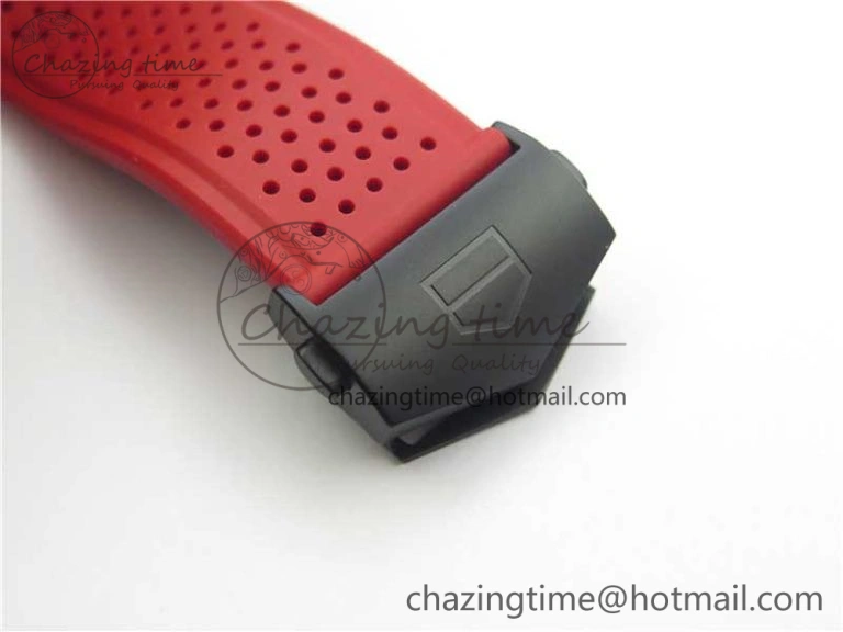 Calibre Heuer 01 Chrono SS PVD XF 1:1 Best Edition Skeleton Dial Red Hand on Red Rubber Strap A WeatherProof 9668