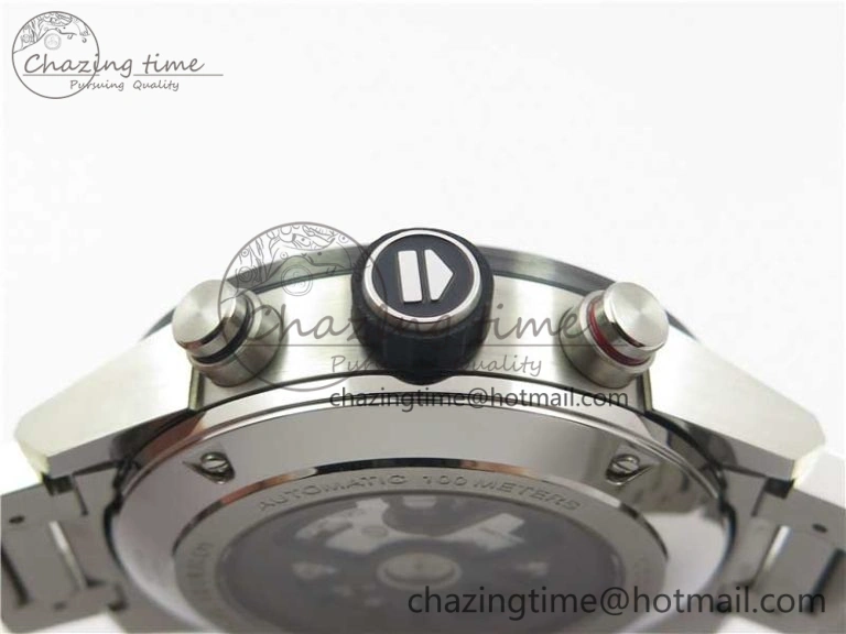 TimelessDesign Calibre Heuer 01 Chrono SS PVD XF 1:1 Best Edition Skeleton Dial Red Hand on SS Bracelet A 9672