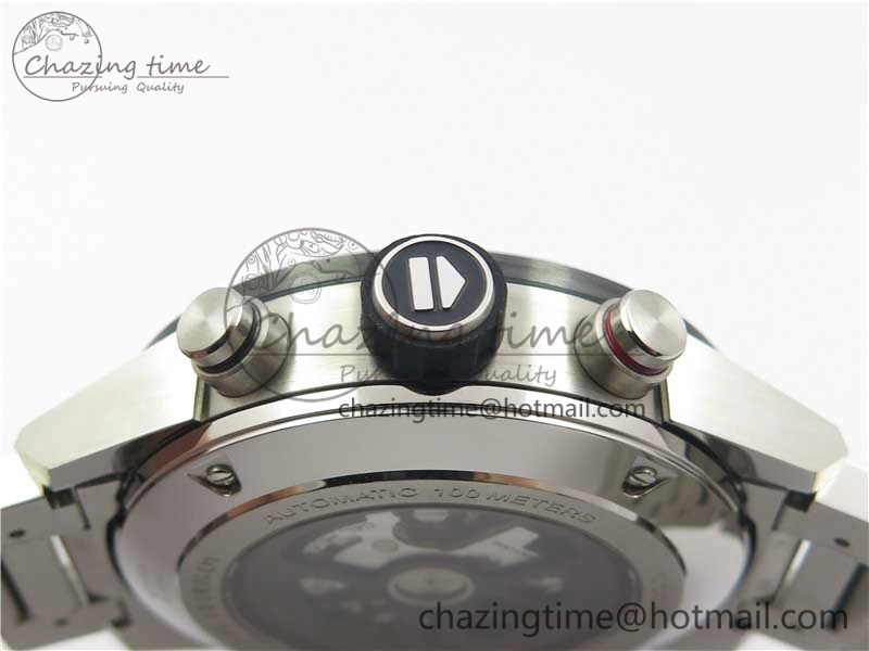 TimelessDesign Calibre Heuer 01 Chrono SS PVD XF 1:1 Best Edition Skeleton Dial Red Hand on SS Bracelet A 9672