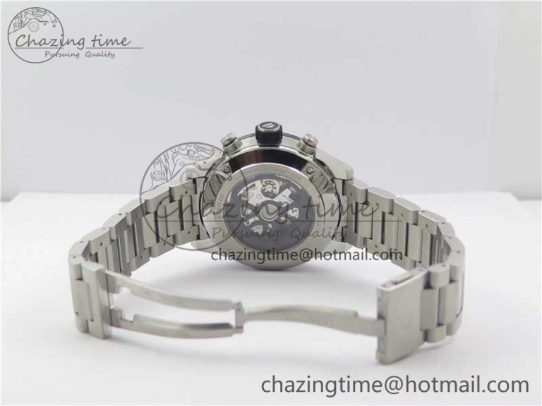 TimelessDesign Calibre Heuer 01 Chrono SS PVD XF 1:1 Best Edition Skeleton Dial Red Hand on SS Bracelet A 9672