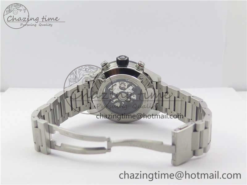TimelessDesign Calibre Heuer 01 Chrono SS PVD XF 1:1 Best Edition Skeleton Dial Red Hand on SS Bracelet A 9672