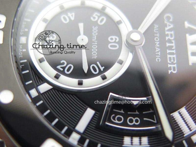 FastDry Calibre de Cartier Diver TF 1:1 Best Edition PVD SS Black Dial On Black Rubber Strap MIYOTA Movement 6368