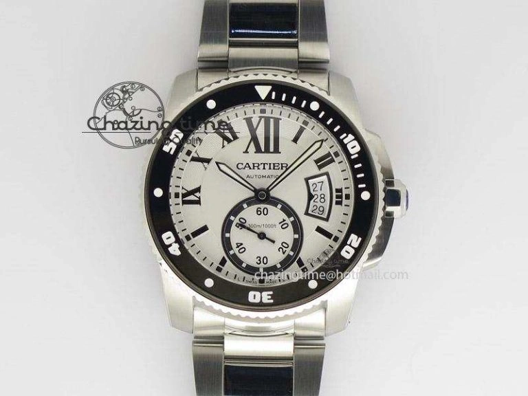 Calibre de Cartier Diver TF 1:1 Best Edition RG Black Dial on Black Rubber Strap MIYOTA Movement TopPick 6370