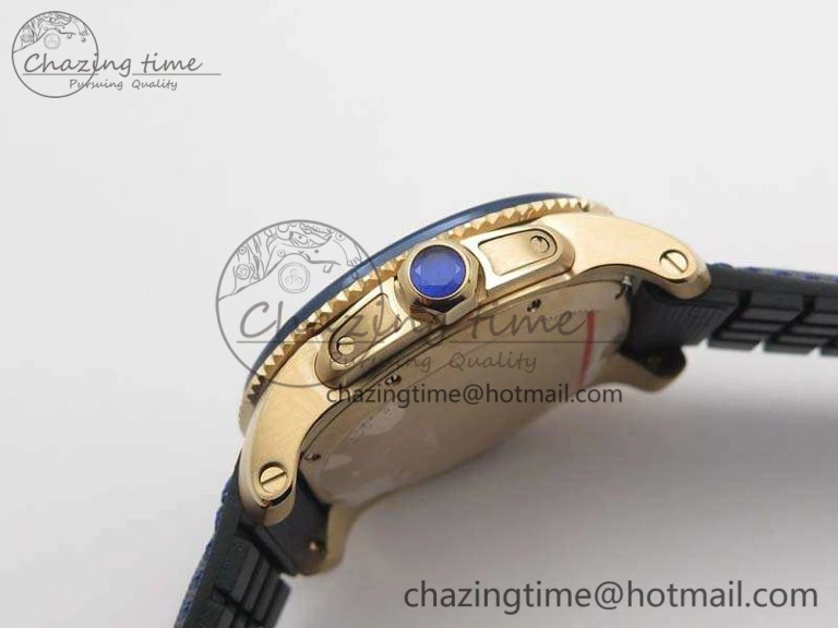 Thermal Calibre de Cartier Diver TF 1:1 Best Edition RG Blue Dial On Nylon Black Rubber Strap 23J Movement 6268