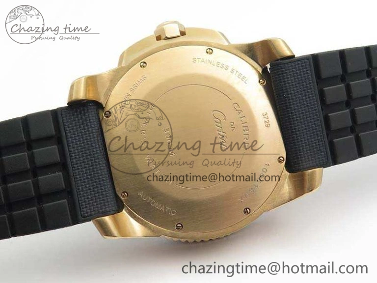 Thermal Calibre de Cartier Diver TF 1:1 Best Edition RG Blue Dial On Nylon Black Rubber Strap 23J Movement 6268