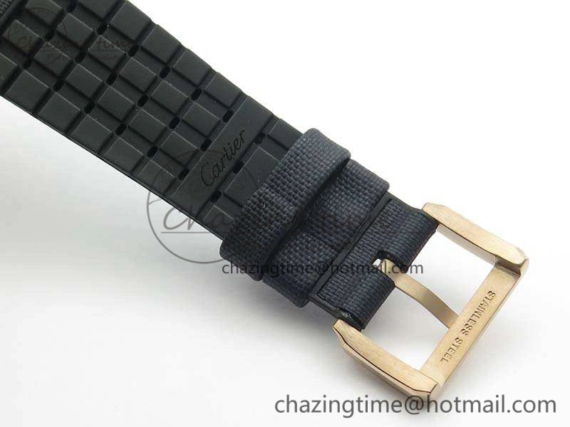 Thermal Calibre de Cartier Diver TF 1:1 Best Edition RG Blue Dial On Nylon Black Rubber Strap 23J Movement 6268