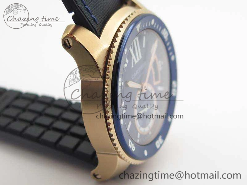 Thermal Calibre de Cartier Diver TF 1:1 Best Edition RG Blue Dial On Nylon Black Rubber Strap 23J Movement 6268