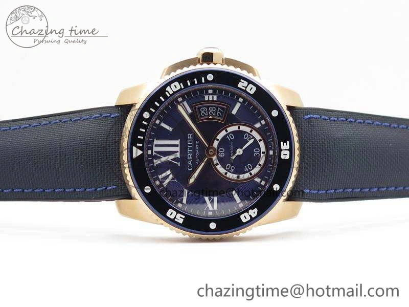 Thermal Calibre de Cartier Diver TF 1:1 Best Edition RG Blue Dial On Nylon Black Rubber Strap 23J Movement 6268