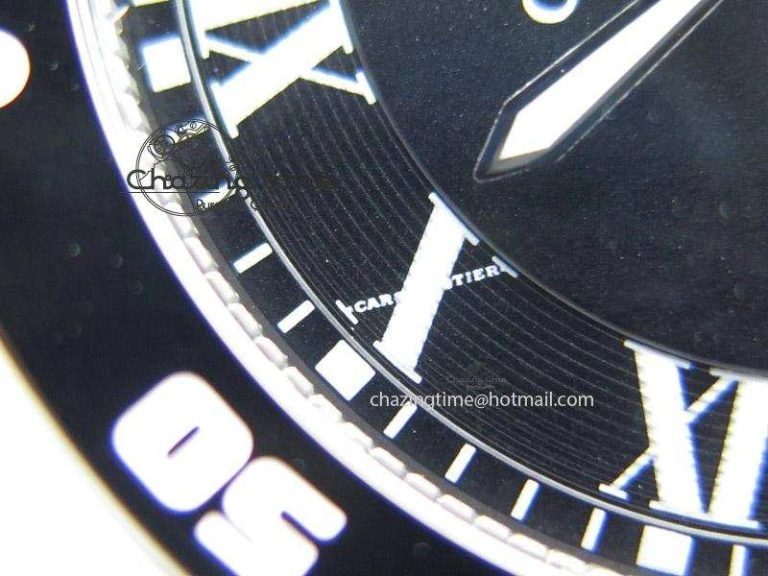 Calibre de Cartier Diver TF 1:1 Best Edition SS Black Dial on Black Rubber Strap MIYOTA Movement MultiPurpose 6374
