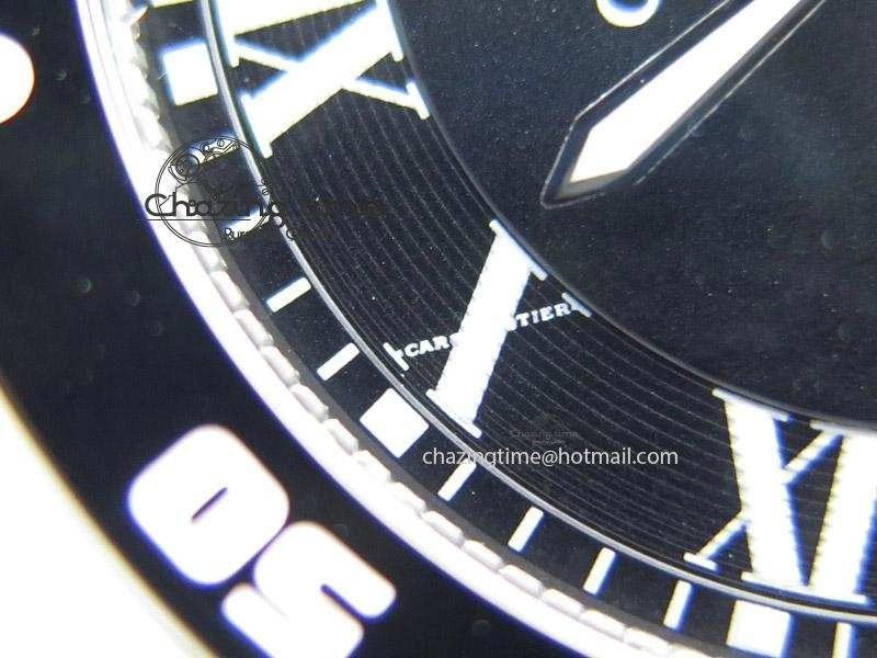 Calibre de Cartier Diver TF 1:1 Best Edition SS Black Dial on Black Rubber Strap MIYOTA Movement MultiPurpose 6374