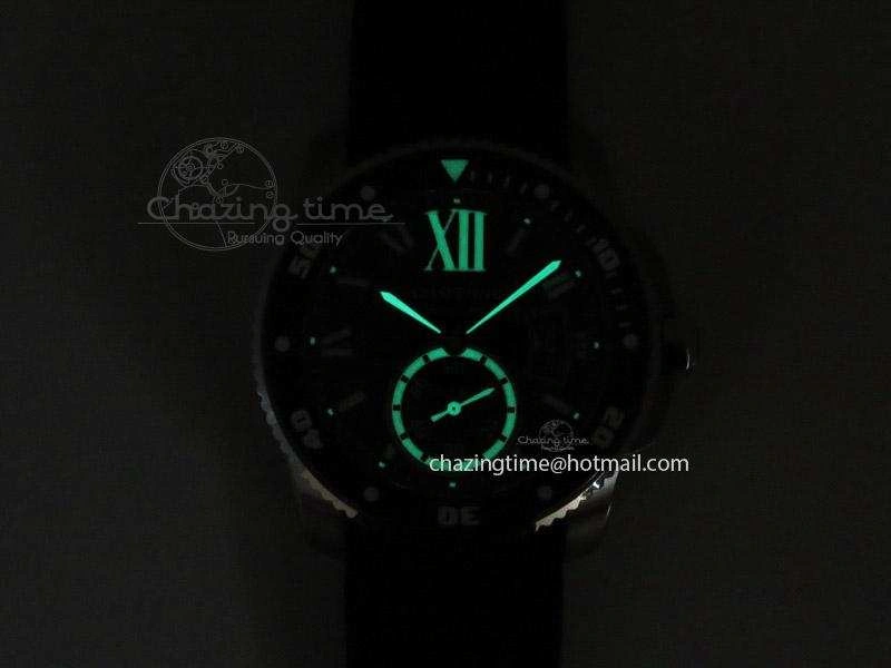 Calibre de Cartier Diver TF 1:1 Best Edition SS Black Dial on Black Rubber Strap MIYOTA Movement MultiPurpose 6374