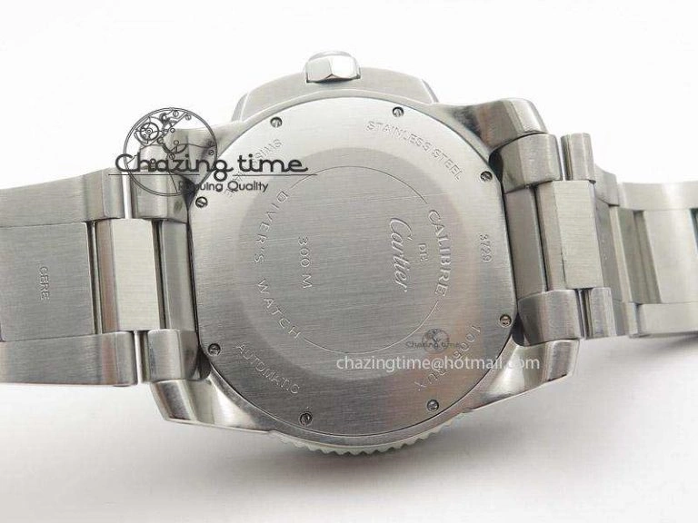 EasyMatch Calibre de Cartier Diver TF 1:1 Best Edition SS Black Dial on SS Bracelet MIYOTA Movement 6362