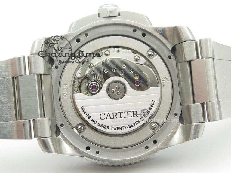 EasyMatch Calibre de Cartier Diver TF 1:1 Best Edition SS Black Dial on SS Bracelet MIYOTA Movement 6362