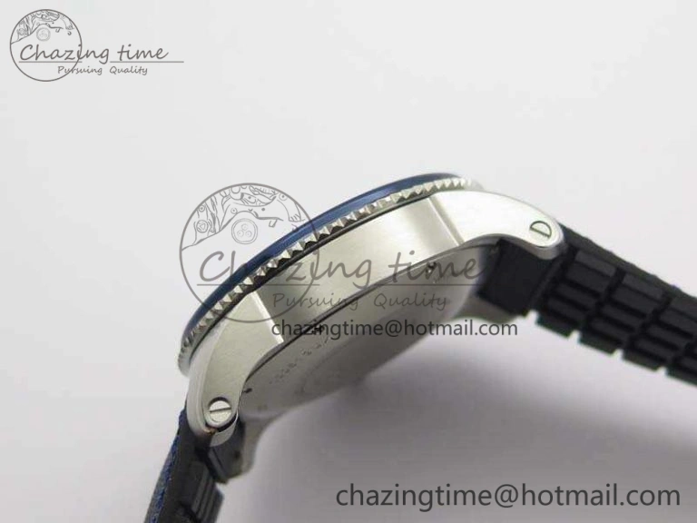 ZipUp Calibre de Cartier Diver TF 1:1 Best Edition SS Blue Dial On Nylon Black Rubber Strap 23J Movement 6270