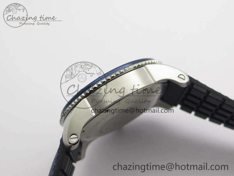 ZipUp Calibre de Cartier Diver TF 1:1 Best Edition SS Blue Dial On Nylon Black Rubber Strap 23J Movement 6270