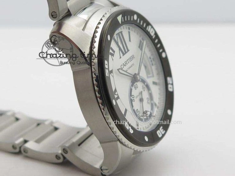 Calibre de Cartier Diver TF 1:1 Best Edition SS White Dial On SS Bracelet MIYOTA Movement Effortless 6363