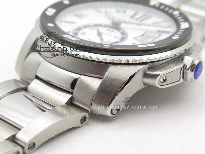 Calibre de Cartier Diver TF 1:1 Best Edition SS White Dial On SS Bracelet MIYOTA Movement Effortless 6363