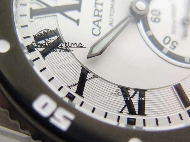 Calibre de Cartier Diver TF 1:1 Best Edition SS White Dial On SS Bracelet MIYOTA Movement Effortless 6363