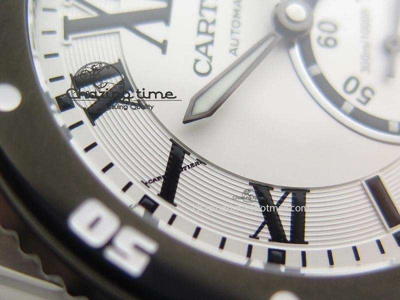 Calibre de Cartier Diver TF 1:1 Best Edition SS White Dial On SS Bracelet MIYOTA Movement Effortless 6363