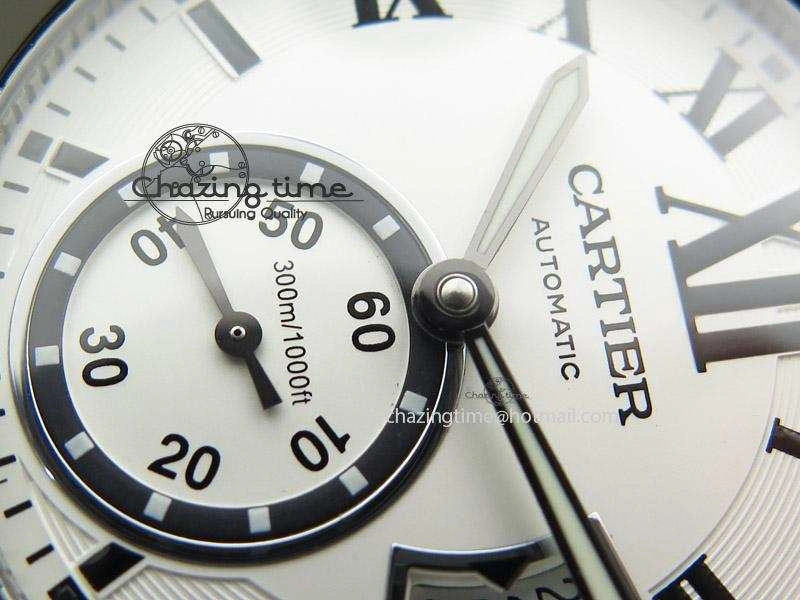 UrbanChic Calibre de Cartier Diver TF 1:1 Best Edition SS White Dial on Black Rubber Strap MIYOTA Movement 6372