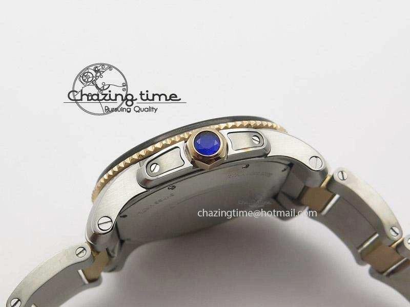 Efficient Calibre de Cartier Diver TF 1:1 Best Edition SS RG Black Dial On SS RG Bracelet MIYOTA Movement 6364