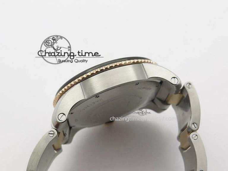 Efficient Calibre de Cartier Diver TF 1:1 Best Edition SS RG Black Dial On SS RG Bracelet MIYOTA Movement 6364