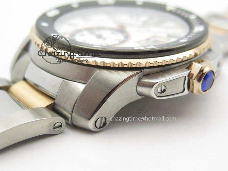 Calibre de Cartier Diver TF 1:1 Best Edition SS RG White Dial On SS RG Bracelet MIYOTA Movement Comfortable 6365