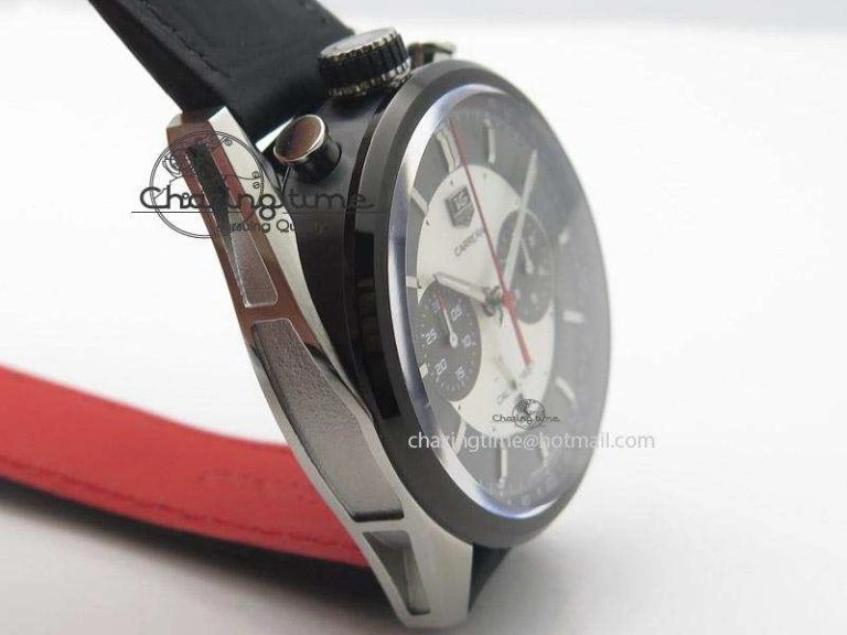 FashionForward Carrera 1887 Chrono V6F 1:1 Best Edition Gray Silver Dial On Black Leather Strap CAL 9714