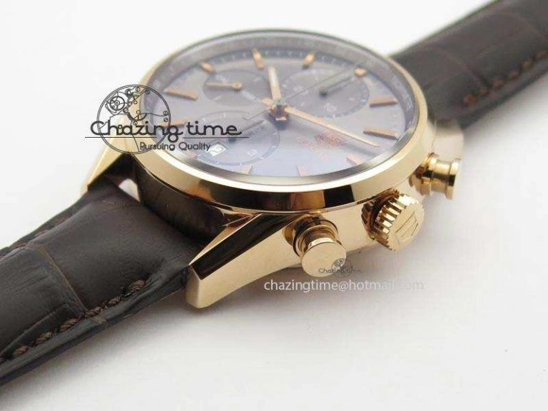 Carrera CAL1887 Chronograph 41mm RG V6F 1:1 Best Edition Gray Dial On Brown Leather Strap CAL Sleek 9707