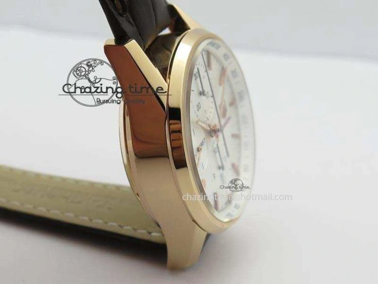Carrera CAL1887 Chronograph 41mm RG V6F 1:1 Best Edition White Dial On Brown Leather Strap CAL Timeless 9704