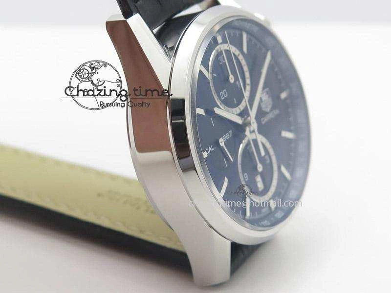 Carrera CAL1887 Chronograph 41mm SS V6F 1:1 Best Edition Blue Dial On Black Leather Strap CAL Popular 9717
