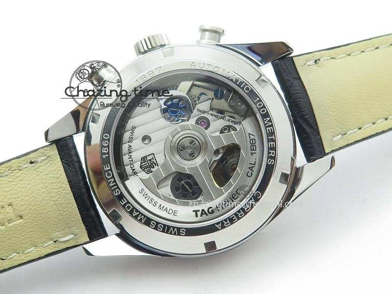 Carrera CAL1887 Chronograph 41mm SS V6F 1:1 Best Edition Blue Dial On Black Leather Strap CAL Popular 9717